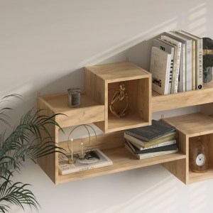 pak-184-000105-3 ΡΑΦΙΕΡΑ ΤΟΙΧΟΥ SHELLIE PAKOWORLD ΜΕΛΑΜΙΝΗΣ ΣΕ OAK ΑΠΟΧΡΩΣΗ 120X28X65ΕΚ