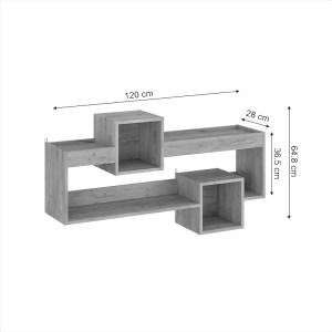 pak-184-000105-4 ΡΑΦΙΕΡΑ ΤΟΙΧΟΥ SHELLIE PAKOWORLD ΜΕΛΑΜΙΝΗΣ ΣΕ OAK ΑΠΟΧΡΩΣΗ 120X28X65ΕΚ