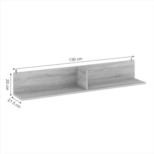 pak-184-000107-3 ΡΑΦΙΕΡΑ ΤΟΙΧΟΥ DROWEL PAKOWORLD ΜΕΛΑΜΙΝΗΣ ΣΕ SONOMA ΑΠΟΧΡΩΣΗ 130X21.6X20ΕΚ