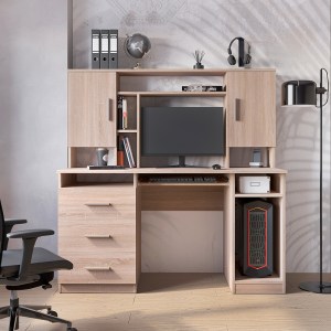 pak-184-000119-1 ΓΡΑΦΕΙΟ ΕΡΓΑΣΙΑΣ KELDRA PAKOWORLD ΜΕ ΣΥΡΤΑΡΙΑ ΚΑΙ ΝΤΟΥΛΑΠΙΑ ΣΕ SONOMA ΑΠΟΧΡΩΣΗ 140X59.8X142.2ΕΚ