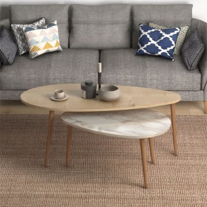 pak-185-000067-1 ΤΡΑΠΕΖΙ ΣΑΛΟΝΙΟΥ MONTY PAKOWORLD OAK-ΜΠΕΖ ΜΑΡΜΑΡΟΥ 116X46X46ΕΚ