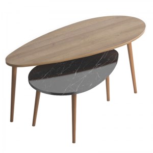 pak-185-000088 ΤΡΑΠΕΖΙ ΣΑΛΟΝΙΟΥ MONTY PAKOWORLD OAK-ΜΑΥΡΟ ΜΑΡΜΑΡΟΥ 116X46X46ΕΚ