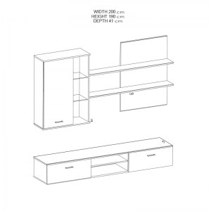 pak-192-000003-2 ΣΥΝΘΕΤΟ ΣΑΛΟΝΙΟΥ SALOME PAKOWORLD WENGE 200X41X190ΕΚ
