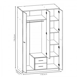 pak-192-000019-2 ΝΤΟΥΛΑΠΑ ΡΟΥΧΩΝ SERENITY PAKOWORLD ΤΡΙΦΥΛΛΗ SONOMA-ΛΕΥΚΟ 118.5X54X196.5ΕΚ