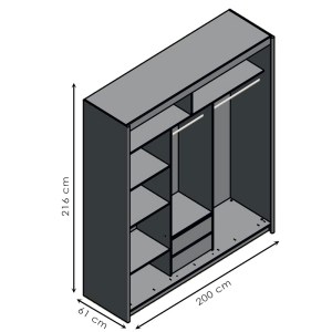 pak-192-000024-2 ΝΤΟΥΛΑΠΑ ΡΟΥΧΩΝ ELODIE PAKOWORLD ΤΡΙΦΥΛΛΗ ΚΑΘΡΕΠΤΗΣ ΣΥΡΟΜΕΝΗ SONOMA 200X61X216ΕΚ