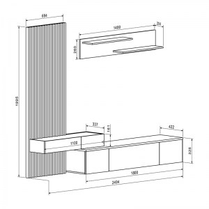 pak-192-000032-2 ΣΥΝΘΕΤΟ ΣΑΛΟΝΙΟΥ LITENDE PAKOWORLD SONOMA-ΛΕΥΚΟ 249.5X42X199.5ΕΚ