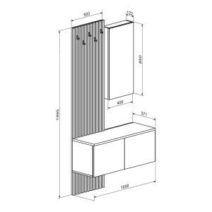 pak-192-000034-5 ΕΠΙΠΛΟ ΕΙΣΟΔΟΥ ARIKA PAKOWORLD ΛΕΥΚΟ-SONOMA 100X37X199.5ΕΚ