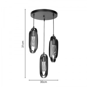 pak-193-000078-3 ΦΩΤΙΣΤΙΚΟ ΟΡΟΦΗΣ ΤΡΙΦΩΤΟ TAHMNO PAKOWORLD ΜΑΥΡΟ 30X3X31ΕΚ