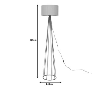 pak-193-000096-1 ΦΩΤΙΣΤΙΚΟ ΔΑΠΕΔΟΥ FLORENCIA PAKOWORLD Ε27 ΜΠΕΖ ΥΦΑΣΜΑ-ΜΑΥΡΟ ΜΕΤΑΛΛΟ Φ40X23ΕΚ