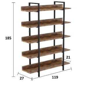 pak-197-000035-2 ΒΙΒΛΙΟΘΗΚΗ ALMOND PAKOWORLD ΚΑΡΥΔΙ-ΜΑΥΡΟ 119X27X185ΕΚ