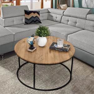 pak-197-000161-1 ΤΡΑΠΕΖΙ ΣΑΛΟΝΙΟΥ EMILIAN PAKOWORLD OAK ΜΕΛΑΜΙΝΗΣ-ΜΑΥΡΟ ΜΕΤΑΛΛΟ Φ60X42ΕΚ