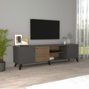 pak-197-000172-1 ΕΠΙΠΛΟ ΤΗΛΕΟΡΑΣΗΣ FLIPTER PAKOWORLD ΜΕΛΑΜΙΝΗΣ ΑΝΘΡΑΚΙ-SONOMA-ΜΑΥΡΟ 180X40X51ΕΚ