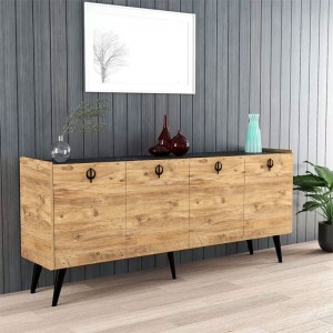 pak-197-000207-1 ΜΠΟΥΦΕΣ JESLIE PAKOWORLD ΜΕΛΑΜΙΝΗΣ OAK-ΑΝΘΡΑΚΙ 180X40X79ΕΚ