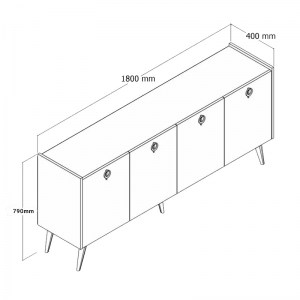 pak-197-000207-3 ΜΠΟΥΦΕΣ JESLIE PAKOWORLD ΜΕΛΑΜΙΝΗΣ OAK-ΑΝΘΡΑΚΙ 180X40X79ΕΚ