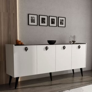 pak-197-000208-1 ΜΠΟΥΦΕΣ JESLIE PAKOWORLD ΜΕΛΑΜΙΝΗΣ ΛΕΥΚΟ-ΜΑΥΡΟ ΜΑΡΜΑΡΟΥ 180X40X79ΕΚ
