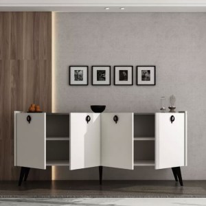 pak-197-000208-2 ΜΠΟΥΦΕΣ JESLIE PAKOWORLD ΜΕΛΑΜΙΝΗΣ ΛΕΥΚΟ-ΜΑΥΡΟ ΜΑΡΜΑΡΟΥ 180X40X79ΕΚ