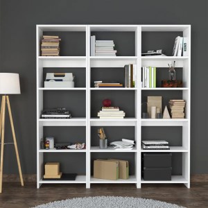 pak-197-000279-1 ΒΙΒΛΙΟΘΗΚΗ RABUKU PAKOWORLD ΣΕ ΛΕΥΚΗ ΑΠΟΧΡΩΣΗ 146X22X123ΕΚ
