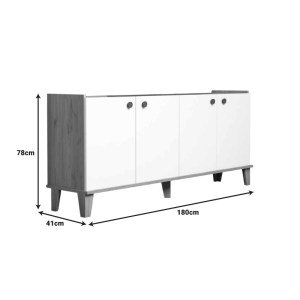 pak-197-000285-2 ΜΠΟΥΦΕΣ LETHAK PAKOWORLD ΣΕ OAK-ΛΕΥΚΗ ΑΠΟΧΡΩΣΗ 180X41X78ΕΚ
