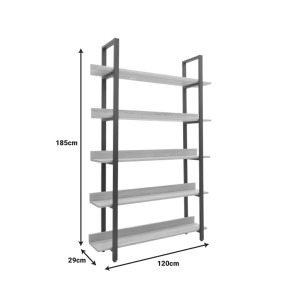 pak-197-000290-4 ΒΙΒΛΙΟΘΗΚΗ ALMOND PAKOWORLD ΣΕ OAK-ΜΑΥΡΗ ΑΠΟΧΡΩΣΗ 120X29X185ΕΚ