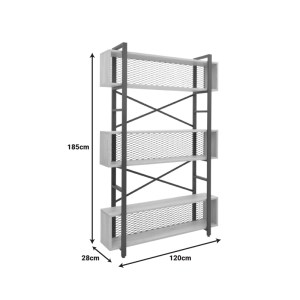 pak-197-000291-5 ΒΙΒΛΙΟΘΗΚΗ FIFER PAKOWORLD ΣΕ OAK-ΜΑΥΡΗ ΑΠΟΧΡΩΣΗ 120X28X185ΕΚ