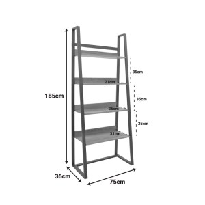 pak-197-000293-5 ΒΙΒΛΙΟΘΗΚΗ RYDER PAKOWORLD ΣΕ OAK-ΜΑΥΡΗ ΑΠΟΧΡΩΣΗ 75X36X185ΕΚ