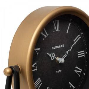 pak-199-000555-1 ΕΠΙΤΡΑΠΕΖΙΟ ΡΟΛΟΙ CLOCKY PAKOWORLD ΜΑΥΡΟ-ΧΡΥΣΟ ΜΕΤΑΛΛΟ-MDF 26.5X7X26.5ΕΚ