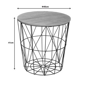 pak-199-000642-2 ΒΟΗΘΗΤΙΚΟ ΤΡΑΠΕΖΙ KUMI PAKOWORLD MDF ΕΠΙΦΑΝΕΙΑ OAK ΚΑΙ ΜΕΤΑΛΛΟ ΣΕ ΜΑΥΡΗ ΑΠΟΧΡΩΣΗ Φ40X41ΕΚ