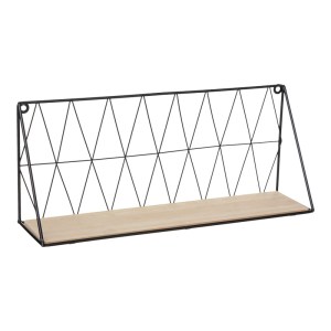 pak-199-000665 ΡΑΦΙΕΡΑ ΤΟΙΧΟΥ ANNEZA PAKOWORLD ΜΕΤΑΛΛΟ-MDF ΣΕ ΦΥΣΙΚΗ-ΜΑΥΡΗ ΑΠΟΧΡΩΣΗ 48X12X20ΕΚ