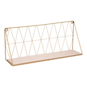 pak-199-000666 ΡΑΦΙΕΡΑ ΤΟΙΧΟΥ ANNEZA PAKOWORLD ΜΕΤΑΛΛΟ-MDF ΣΕ ΦΥΣΙΚΗ-ΧΡΥΣΗ ΑΠΟΧΡΩΣΗ 48X12X20ΕΚ