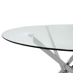 pak-200-000135-3 ΤΡΑΠΕΖΑΡΙΑ STEVE PAKOWORLD ΣΕΤ 5ΤΜΧ ΔΙΑΦΑΝΟ ΓΥΑΛΙ-ΚΑΘΙΣΜΑ ANTIQUE ΓΚΡΙ PU Φ120X74,5ΕΚ
