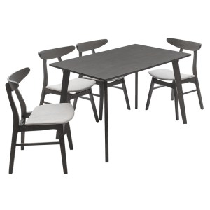 pak-200-000185-2 TΡΑΠΕΖΑΡΙΑ BENSON - ORLEAN PAKOWORLD ΣΕΤ 5ΤΜΧ RUSTIC GREY-ΥΦΑΣΜΑ ΓΚΡΙ 120X75X75ΕΚ