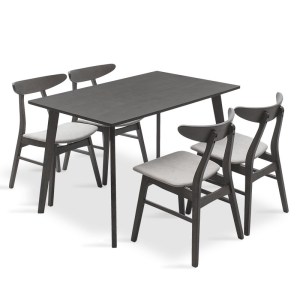 pak-200-000185 TΡΑΠΕΖΑΡΙΑ BENSON - ORLEAN PAKOWORLD ΣΕΤ 5ΤΜΧ RUSTIC GREY-ΥΦΑΣΜΑ ΓΚΡΙ 120X75X75ΕΚ