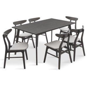 pak-200-000191 TΡΑΠΕΖΑΡΙΑ BENSON - ORLEAN PAKOWORLD ΣΕΤ 7ΤΜΧ RUSTIC GREY - ΥΦΑΣΜΑ ΓΚΡΙ 150X90X75ΕΚ