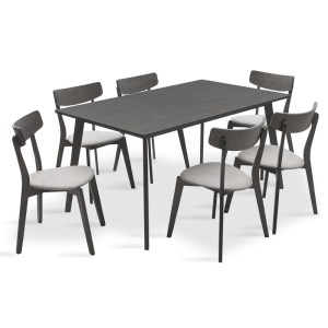 pak-200-000193 TΡΑΠΕΖΑΡΙΑ BENSON - TOTO PAKOWORLD ΣΕΤ 7ΤΜΧ RUSTIC GREY - ΥΦΑΣΜΑ ΓΚΡΙ 150X90X75ΕΚ