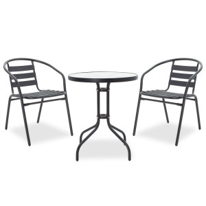 pak-200-000311 ΤΡΑΠΕΖΑΡΙΑ WATSON-TADE PAKOWORLD ΣΕΤ 3ΤΕΜ ΜΕΤΑΛΛΟ ΜΑΥΡΟ-ΓΥΑΛΙ Φ60X70ΕΚ