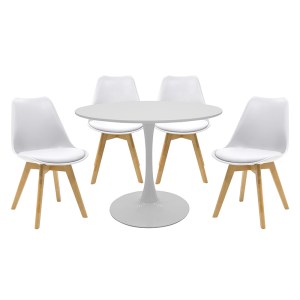 pak-200-000472 ΤΡΑΠΕΖΑΡΙΑ BALOU-GASTON ΣΕΤ 5ΤΕΜ PAKOWORLD MDF ΚΑΙ PP ΣΕ ΛΕΥΚΗ-ΦΥΣΙΚΗ ΑΠΟΧΡΩΣΗ Φ100X75ΕΚ