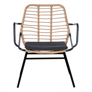 pak-200-000754-2 ΤΡΑΠΕΖΑΡΙΑ NAOKI B PAKOWORLD ΣΕΤ 7 ΤΜΧ RATTAN ΦΥΣΙΚΟ-ΜΑΥΡΟ ΜΕΤΑΛΛΟ-ΓΥΑΛΙ 160X90X78ΕΚ