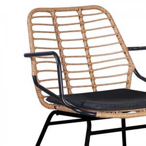 pak-200-000754-3 ΤΡΑΠΕΖΑΡΙΑ NAOKI B PAKOWORLD ΣΕΤ 7 ΤΜΧ RATTAN ΦΥΣΙΚΟ-ΜΑΥΡΟ ΜΕΤΑΛΛΟ-ΓΥΑΛΙ 160X90X78ΕΚ