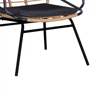pak-200-000754-4 ΤΡΑΠΕΖΑΡΙΑ NAOKI B PAKOWORLD ΣΕΤ 7 ΤΜΧ RATTAN ΦΥΣΙΚΟ-ΜΑΥΡΟ ΜΕΤΑΛΛΟ-ΓΥΑΛΙ 160X90X78ΕΚ