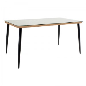 pak-200-000754-5 ΤΡΑΠΕΖΑΡΙΑ NAOKI B PAKOWORLD ΣΕΤ 7 ΤΜΧ RATTAN ΦΥΣΙΚΟ-ΜΑΥΡΟ ΜΕΤΑΛΛΟ-ΓΥΑΛΙ 160X90X78ΕΚ