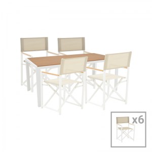 pak-200-000767 ΤΡΑΠΕΖΑΡΙΑ MABU-NARES ΣΕΤ 7ΤΕΜ PAKOWORLD ΛΕΥΚΟ ΑΛΟΥΜΙΝΙΟ ΚΑΙ PLYWOOD ΣΕ ΦΥΣΙΚΟ ΧΡΩΜΑ 180X90X72.5ΕΚ
