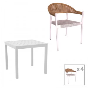 pak-200-000795 ΤΡΑΠΕΖΑΡΙΑ KLITON - ELATION ΣΕΤ 5ΤΕΜ PAKOWORLD ΑΛΟΥΜΙΝΙΟ ΣΕ ΛΕΥΚΗ ΑΠΟΧΡΩΣΗ 80X80X74ΕΚ