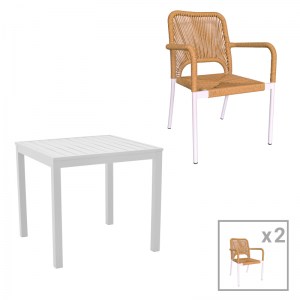 pak-200-000798 ΤΡΑΠΕΖΑΡΙΑ KLITON - NORTURE ΣΕΤ 3ΤΕΜ PAKOWORLD ΑΛΟΥΜΙΝΙΟ ΣΕ ΛΕΥΚΗ ΑΠΟΧΡΩΣΗ 80X80X74ΕΚ