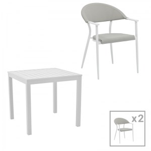 pak-200-000803 ΤΡΑΠΕΖΑΡΙΑ KLITON - PINO ΣΕΤ 3ΤΕΜ PAKOWORLD ΑΛΟΥΜΙΝΙΟ ΣΕ ΛΕΥΚΗ ΑΠΟΧΡΩΣΗ 80X80X74ΕΚ