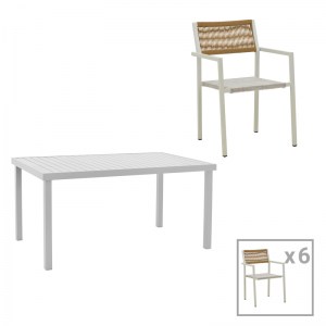 pak-200-000808 ΤΡΑΠΕΖΑΡΙΑ KLITON - SAVOR ΣΕΤ 7ΤΕΜ PAKOWORLD ΑΛΟΥΜΙΝΙΟ ΣΕ ΛΕΥΚΗ ΑΠΟΧΡΩΣΗ 150X80X74ΕΚ