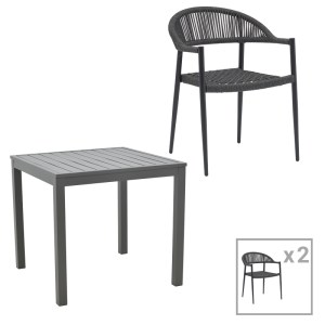 pak-200-000849 ΤΡΑΠΕΖΑΡΙΑ KLITON-FREIBURG ΣΕΤ 3ΤΕΜ PAKOWORLD ΑΛΟΥΜΙΝΙΟ ΣΕ ΑΝΘΡΑΚΙ ΑΠΟΧΡΩΣΗ 80X80X74ΕΚ
