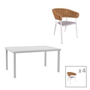 pak-200-000867 ΤΡΑΠΕΖΑΡΙΑ KLITON-RAVEN ΣΕΤ 5ΤΕΜ PAKOWORLD ΑΛΟΥΜΙΝΙΟ ΣΕ ΛΕΥΚΗ ΑΠΟΧΡΩΣΗ 150X80X74ΕΚ