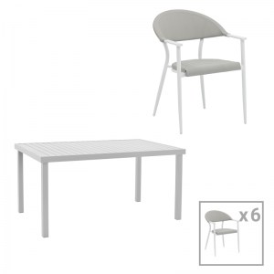 pak-200-000876 ΤΡΑΠΕΖΑΡΙΑ KLITON-PINO ΣΕΤ 7ΤΕΜ PAKOWORLD ΑΛΟΥΜΙΝΙΟ ΣΕ ΛΕΥΚΗ ΑΠΟΧΡΩΣΗ 150X80X74ΕΚ
