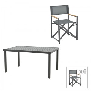 pak-200-000880 ΤΡΑΠΕΖΑΡΙΑ MABU-KLITON B ΣΕΤ 7ΤΕΜ PAKOWORLD ΑΛΟΥΜΙΝΙΟΥ ΣΕ ΑΝΘΡΑΚΙ ΑΠΟΧΡΩΣΗ 150X80X74ΕΚ