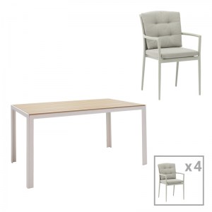 pak-200-000930 ΤΡΑΠΕΖΑΡΙΑ NARES-MORITZ ΣΕΤ 5ΤΕΜ PAKOWORLD ΛΕΥΚΟ-ΓΚΡΙ ΑΛΟΥΜΙΝΙΟ ΚΑΙ PLYWOOD ΣΕ ΦΥΣΙΚΗ ΑΠΟΧΡΩΣΗ 140X80X72.5ΕΚ